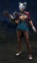 adriana_imai ai_generated big_breasts big_thighs dbd dead_by_daylight game half_naked short_hair the_skull_merchant thick_thighs weapon