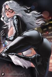 1girls ass black_cat_(marvel) blue_eyes bodysuit breasts dat_ass enmanuelart20 felicia_hardy female huge_ass huge_breasts long_hair marvel marvel_comics mask spider-man_(ps4) spider-man_(series) white_hair