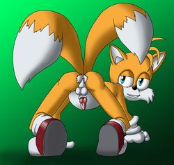 anthro back_view cobra_mcjingleballs color fox fur furry furry_tail male male_only multiple_tails sega solo sonic_(series) sonic_team sonic_the_hedgehog_(series) sonic_the_hedgehog_2 tail tails