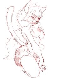 3:4 ankama anthro areola blush breasts clothed clothing diaper digital_drawing_(artwork) digital_media_(artwork) dofus domestic_cat ecaflip fangs feces felid feline felis female hair hi_res icysoda long_hair looking_at_viewer mammal messy_diaper miranda_(wakfu) nipples partially_clothed ponytail scat simple_background sketch skimpy smile soiling solo teeth wakfu wearing_diaper white_background