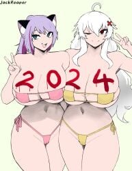 2024 2girls ahoge armpits beelceteam belly belly_button big_breasts bikini bikini_top breasts_bigger_than_head busty cat_ears curvy curvy_female curvy_figure darkraimola_girlfriend darkraiteam erispheria goddess happy_new_year hispanic_virtual_youtuber huge_ass jackreaper lingerie lo_que_darkraimola_se_perdio_por_huevon micro_bikini multiple_girls new_year new_year_2024 que_bien_come_darkraimola red_eyes tammy_bb_vtuber thick_hips thick_legs thick_thighs virtual_youtuber visible_pussy voluptuous voluptuous_female vtuber white_hair wide_hips youtube youtube_hispanic