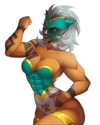 abs big_breasts brawlhalla breasts chel_(brawlhalla) eirlys female female_only white_hair