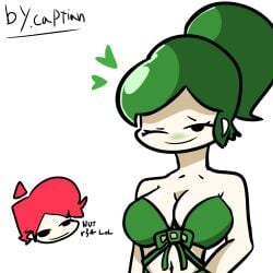 breasts breasts_focus fnf fnf_mod fnf_mods focus_on_chest friday_night_funkin green green_eyes green_hair human_green_impostor human_impostor human_red_imposter impostor mitori_(vs_human_impostor) robert_(vs_human_imposter) vs_human_impostor vs_impostor