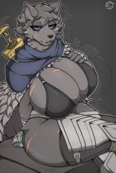 1girls 2024 2d 2d_(artwork) anthro anthro_only anthrofied big_breasts big_thighs black_bra blaidd_(elden_ring) blue_eyes breasts cape capelet cleavage covered_nipples elden_ring female fromsoftware furry furry_female furry_only grey_body grey_fur hair hi_res highres hips large_breasts large_thighs legs_crossed looking_at_viewer rule_63 scar scars scars_all_over sitting skimpy skimpy_bikini skindentation sword sword_on_back thick_thighs thighhighs thighs tight_clothing wide_hips wolf wolf_ears wolf_girl wraps zak_hitsuji