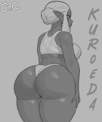 1girls ass big_ass breasts champchidi curvy dark-skinned_female dark_elf dark_skin dat_ass elf elf-san_wa_yaserarenai female humanoid kuroeda long_hair pointy_ears thick_thighs white_hair wide_hips