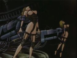 2d 2girls animated blonde_hair blonde_hair_female death-rape_machine female female_only gif human imminent_death light-skinned_female light_skin long_hair multiple_girls naked nude nude_female rape restrained screencap sex sex_machine stationary_restraints steel_bondage urotsukidoji