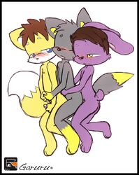 anthro blush canine cuddling cum fox fur furry furry_only garuru gay lagomorph male masturbation no_humans penis rabbit sex tae taethefox tycloud