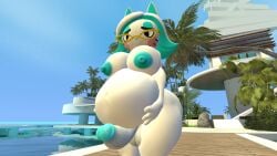 1futa 3d anthro bbw bbw_mom beach belly belly_touching breasts completely_nude fat furry futa_only futanari glasses glitch_productions kabalmystic karen_(smg4) karen_katphish naked_glasses nude nude_futanari pregnant pregnant_futa smg4 solo