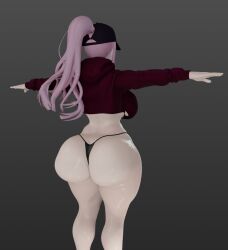 3d ass back_view big_ass big_butt hololive hololive_english hololive_myth mori_calliope panties ponytail sonivvnsfw t_pose tagme thick_thighs virtual_youtuber