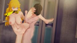 3d animated belly_bulge black_hair black_hair_female blake_belladonna blonde_female blonde_hair canon canon_couple cat_ears cum cum_in_pussy cum_inflation cum_inside dezerbitch female futa_on_female futanari lesbian lesbian_sex no_sound nude_female penetration purple_eyes robotic_arm rwby sex shower sideways tagme video yang_xiao_long yellow_eyes