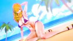 1girls 3d arm_behind_head armpits artist_request beach big_breasts bikini blonde_hair blue_eyes breasts busty cleavage confident drill_hair feet female female_only hair_over_one_eye large_breasts legs looking_at_viewer navel ocean oriana_thompson pose posing purple_bikini sensual sitting smile solo swimsuit tagme_(artist) thighs to_aru_majutsu_no_index water