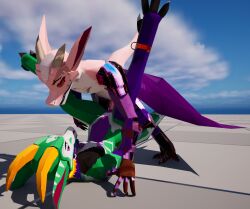 3d_(artwork) anthro armor bodypaint claws clothed clothing digital_media_(artwork) duo erection face_paint female female_penetrated from_front_position gavit genitals horn humanoid kobold kobold_dellarte kret low_poly male male/female male_penetrating male_penetrating_female mating_press penetration penis pussy reptile scalie sex simple_background tail vaginal_penetration vaginal_penetration