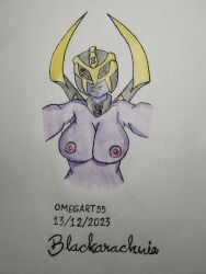 alien alien_girl alien_humanoid big_breasts blackarachnia blackarachnia_(tfa) omegart55 purple_skin robot robot_girl robot_humanoid solo spider_girl transformers transformers_animated