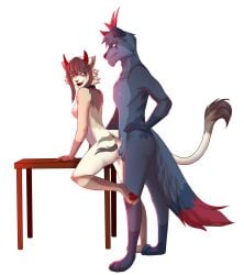 anthro anthro_on_anthro anthro_penetrated anthro_penetrating anthro_penetrating_anthro atem_(smar7) badududu blue_body blue_fur brown_body brown_fur canid canine domestic_cat duo felid feline felis female fox from_behind_position fur hellfox hi_res horn male male/female mammal marc_(smar7) penetration sex