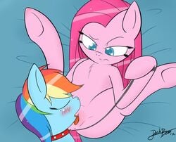 2012 anus closed_eyes collar cunnilingus cutie_mark dashboom domination equine female friendship_is_magic hair horse long_hair my_little_pony oral oral_sex pinkamena_(mlp) pinkie_pie_(mlp) pussy rainbow_dash_(mlp) sex spread_legs spreading straight_hair submissive tongue vaginal_penetration yuri