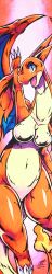 025aki 1girls 2023 abstract_background armpits big_breasts blue_eyes blush blush_lines breasts charizard claws dated dragon dragon_girl dragon_horns dragon_tail dragon_wings eyelashes featureless_breasts female female_only female_pokemon flame furry furry_only generation_1_pokemon horns looking_at_viewer mega_charizard_y mega_evolution membranous_wings navel open_mouth orange_body pokémon_(species) pokemon pokemon_(species) signature tail tongue wings