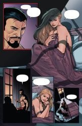 about_to_fuck andrea_di_vito avengers bed bedroom blonde_female blonde_hair blue_eyes brown_hair comic comic_page comic_panel emma_frost empty_speech_bubble female goatee hellfire_club iron_man iron_man_(series) kissing male male/female marvel marvel_comics nude_female official_art speech_bubble tongue_kiss tony_stark white_queen x-men