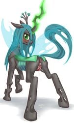 1girls anus ass blue_hair cum equine female friendship_is_magic green_eyes hair hoihoi hooves horn looking_at_viewer my_little_pony pussy pussy_juice queen_chrysalis queen_chrysalis_(mlp) smooth_skin solo tail wet wings