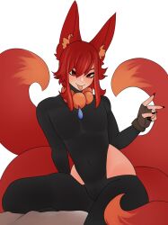 1boy animal_ears black_clothing black_fingernails black_nails brown_gloves brown_handwear clothed clothing fingernails fox fox_boy fox_ears fox_tail gloves graduated_vtuber handwear indie_virtual_youtuber lethal_(meatluster) male male_focus male_only multicolored_hair nails orange_hair red_eyes red_hair solo tail tama_sama thick_thighs virtual_youtuber vtuber