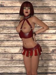 1girls 3d brown_hair horpheu nipple_rings original