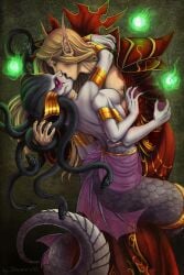 1boy 1boy1girl 1girls 2d 2d_(artwork) 2d_artwork artist_request blizzard_entertainment breasts closed_eyes clothed clothed_female_clothed_male clothed_male_clothed_female clothed_sex deviantart elf elf_ears elf_male female female/male hug interracial interracial_sex kael'thas_sunstrider kissing kissing_while_penetrated lady_vashj love male male/female mature_female mature_male monster_girl naga purple_skin romance romantic romantic_couple romantic_sex sex snake_hair soumin standing_sex straight stripping undressing undressing_partner warcraft white_skin world_of_warcraft