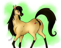 2012 anus ass bee bee_sting black_hair blush equine female hair horse insect long_hair pain pussy raised_tail solo