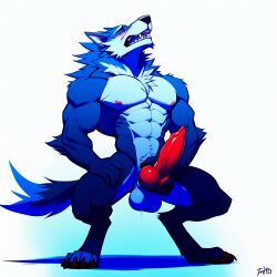 ai_generated canine cum cumming cumshot furry jerk_off knot male masturbation muscular_male solo werewolf wolf