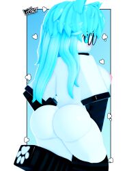 1girls 3d ass big_ass blue_eyes blue_hair cat_ears cat_girl catgirl female glasses l1ztroy roblox robloxian shy source_request tagme white_skin