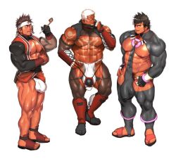 balls bara beard bulge clothing facial_hair flaccid fundoshi kuromine_hiraya male male_only mask muscles muscular penis yuatari