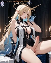 1futa 1futanari 1girl 1girls adult adult_female ai_generated balls ballsack bare_shoulders big_breasts black_dress blonde_hair blowjob_gesture blue_gloves blue_hair boobs breasts bust busty busty_female busty_girl clothes clothing cock colored_inner_hair dick dickgirl dress elf fellatio_gesture female fleurdelys_(wuthering_waves) foreskin futa futanari girl gloves half-erect halo horns kuro_games large_breasts long_hair machine_muse mature mature_body mature_female multicolored_hair navel penis pointy_ears pussy sexy sexy_body single_horn sitting solo testicles tits trans trans_woman two-tone_hair uncensored vagina very_long_hair watermark wuthering_waves