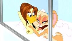 2girls anthro bath bathtub bathtub_sex bunny_girl cartoon_network duck female female_only lesbian_sex licking_breast licking_nipples lola_bunny looney_tunes multiple_girls no_bra no_clothes no_panties the_looney_tunes_show tina_russo warner_brothers yuri