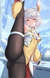 1girls animal_ears artist_name ass breasts cat_ears catgirl core_crystal female female_only gormotti grey_hair leg_up looking_at_viewer nia nia_(xenoblade) nintendo patreon patreon_username short_hair small_breasts smile solo thighs xenoblade_(series) xenoblade_chronicles_2 xenoblade_chronicles_3 yellow_eyes z-ki