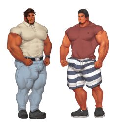 balls bara beard bulge clothing facial_hair flaccid fully_clothed kuromine_hiraya male male_only muscles muscular penis yuatari