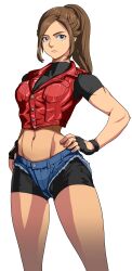 claire_redfield denim hotpants oggy_(artist) resident_evil shorts solo