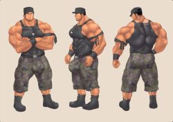 ass balls bara beard bulge camouflage clothing crossed_arms facial_hair flaccid fully_clothed kuromine_hiraya male male_only muscles muscular penis solo solo_male tank_top yuatari