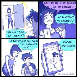 4koma alex's_mom alex_(mimundo_alex) ass_focus blue_hair comic female incest mbhen114 mimundo_alex mother pornography spanish_text