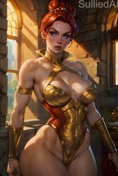 ai_generated big_breasts blue_eyes breast_focus cleavage ginger_hair leotard masters_of_the_universe masters_of_the_universe_(2021) masters_of_the_universe_revelation solo_female sulliedai teela thick_thighs tiara toned toned_female wide_hips