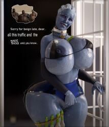 1girls 3boys 3d asari bioware blue_eyes blue_skin condom_belt cuckold dark-skinned_male gildagriffon huge_ass huge_breasts hyper hyper_ass hyper_breasts implied_cuckolding implied_netorare interracial interspecies liara_t'soni mass_effect netorare overweight_male shiny_breasts shiny_skin sweat sweaty_breasts tagme thick_thighs