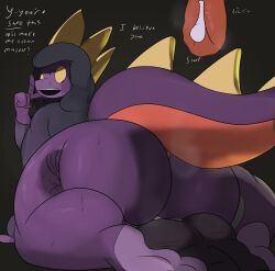 2boys ass ass_focus big_ass big_thighs dat_ass dialogue feet femboy gay gigantic_ass gigantic_thighs grabbing_ass huge_ass huge_thighs leezpunk male/male male_only pal_(species) palworld pptmeits purple_body sex tagme tail text thick_hips thick_thighs thighs