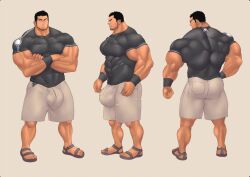 ass balls bara beard bulge clothing crossed_arms facial_hair flaccid fully_clothed kuromine_hiraya male male_only muscles muscular penis solo solo_male yuatari