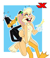 alcohol anthro beer breasts daffy_duck drunk duck female fur furry jk lola_bunny looney_tunes male martini new_lola_bunny nipple rabbit soft_feathers space_jam straight the_looney_tunes_show warner_brothers