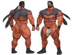 balls bara beard bulge facial_hair flaccid fundoshi kuromine_hiraya male male_only mask muscles muscular penis solo solo_male yuatari