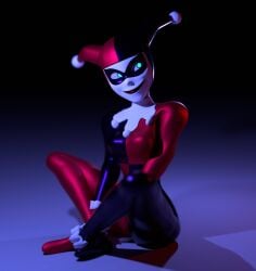 batman:_the_animated_series batman_(series) big_breasts breasts clown_girl crossed_legs dc_comics dcau harley_quinn harley_quinn_(classic) harley_quinn_(dcau) jester jester_outfit the_new_batman_adventures thick_thighs wide_hips yurisylentra