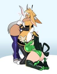 0r0 absurd_res amphibian amphibian_humanoid anal animal_humanoid anthro asui_tsuyu canon_x_oc clothing female ffm food frog_humanoid group group_sex heart hero_outfit_(mha) hi_res humanoid kissing lagomorph lagomorph_humanoid leotard leporid leporid_humanoid lettuce lettuce_(artist) male male/female mammal mammal_humanoid miruko my_hero_academia oral plant rabbit rabbit_humanoid rimming rimming_male rumi_usagiyama sex threesome trio tsuyu_asui vegetable