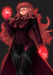 1girls avengers cosplay crossover doki_doki_literature_club female female_only genkun green_eyes halloween halloween_costume marvel marvel_comics monika_(doki_doki_literature_club) mutant_(marvel) scarlet_witch scarlet_witch_(marvel_cinematic_universe) sfw solo solo_female vampire vampire_girl wanda_maximoff x-men