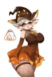 dress fishnets halloween halloween_costume inkling little_blood marie_(splatoon) necklace splatoon splatoon_3