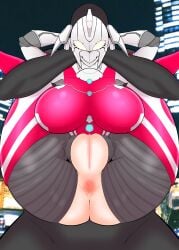 creople head_lock heroine large_breasts rape ripped_pants thick_thighs ubikitas ultraman_(final) ultraman_(franchise) ultrawoman_marie vagina