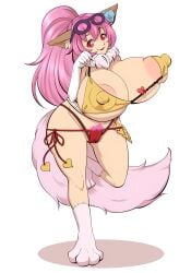 animal_ears animal_tail areola areolae big_areola big_areolae big_breasts big_nipples bikini bimbo breasts cameltoe cat_ears cat_girl cat_tail catgirl erect_nipples gigantic_areola gigantic_areolae gigantic_breasts gigantic_nipples hips huge_areola huge_areolae huge_breasts huge_hips huge_nipples huge_thighs hyper_areola hyper_areolae hyper_breasts hyper_nipples large_areola large_areolae large_breasts long_hair looking_at_viewer nipples pericci perisie_(star_ocean) pink_hair ponytail pubic_hair pussy star_ocean star_ocean_first_departure swimsuit tail thick_thighs thighs wide_hips