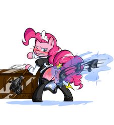 2012 anus ass blue_eyes blush clothes cutie_mark equine female friendship_is_magic hair horn horse long_hair looking_back maid maid_uniform my_little_pony no-ink pink_hair pinkie_pie_(mlp) pony pussy solo spanking stockings straight_hair