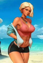 1futa abs alternate_version_available armpits athletic athletic_female beach belly_piercing big_breasts big_penis blonde_hair boat boyshorts breasts clothed clothing cloud crop_top dolphin_shorts erect_nipples exposed_belly flaccid foreskin futa_only futanari gym_shorts happy human looking_at_viewer midriff mostly_clothed nipple_bulge nipples nipples_visible_through_clothing outdoors penis penis_through_leghole piercing sand semi-erect shells short_hair shorts side_slit sky smiling smiling_at_viewer smooth_penis solo solo_female sports_bra standing tan tan-skinned_futanari tank_top tarakanovich tomboy toned uncut unretracted_foreskin water watermark wide_hips